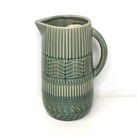 Green Pattered Ceramic Jug 27cm