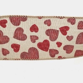 Red Hearts Ribbon 63mm