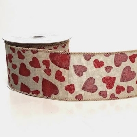 Red Hearts Ribbon 63mm