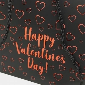 Black Happy Valentines Day Bag x 10