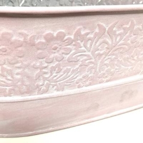 Pink Oval Metal Planter 25cm