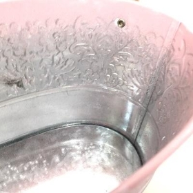 Pink Oval Metal Planter 25cm