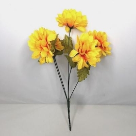 Yellow Ball Mum Bush 37cm