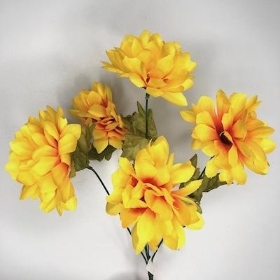 Yellow Ball Mum Bush 37cm