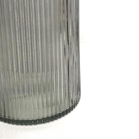 Grey Tall Ribbed Vase 22cm