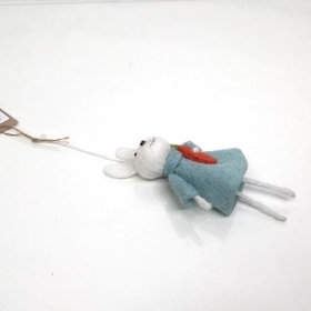 Blue Felt Rabbit With Carrot 14cm
