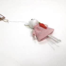 Pink Felt Rabbit With Carrot 14cm
