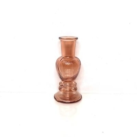 Amber Ribbed Bulb Candlestick12cm