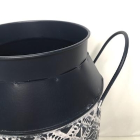 Navy Mosaic Milk Churn 25cm