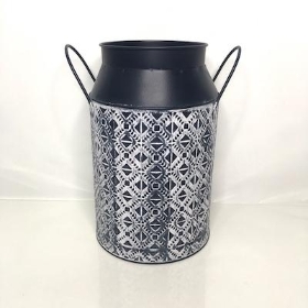 Navy Mosaic Milk Churn 25cm