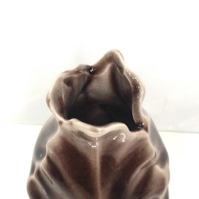 Brown Leaf Ceramic Vase 15cm