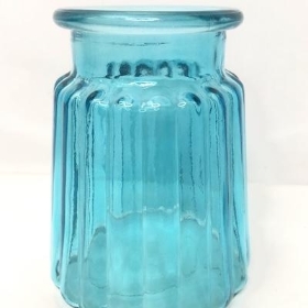 Pale Blue Striped Oscar Vase 12cm