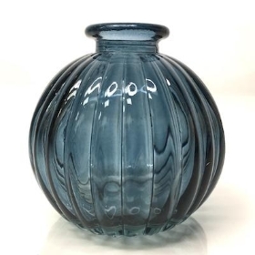 Blue Glass Round Bottle 8.5cm