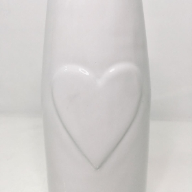White Ceramic Heart Bottle 19cm