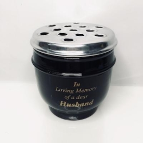 Black Metal In Loving Memory Husband Pot 15cm