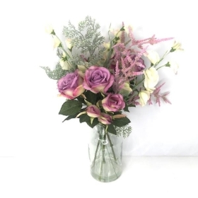 Rose And Astilbe In Bottle 48cm