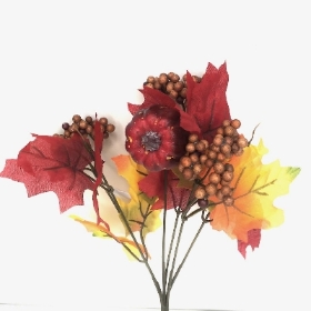 Burgundy Yellow Autumn Pumpkin Bush 31cm