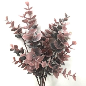 Pink Flocked Eucalyptus Bush 30cm
