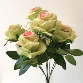 Medium Green And Pink Rose x 9 Heads 