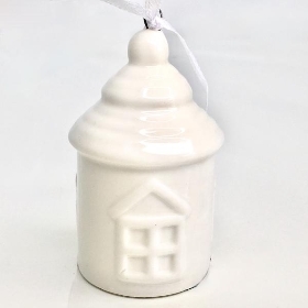 White Ceramic Hanging House 7cm
