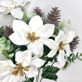 White Cone & Poinsettia Bush 39cm