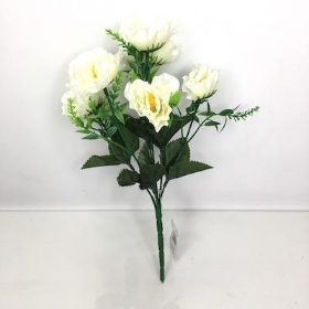 Ivory Mini Peony Bush 31cm