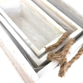 White Rectangle Planter Set Of 3