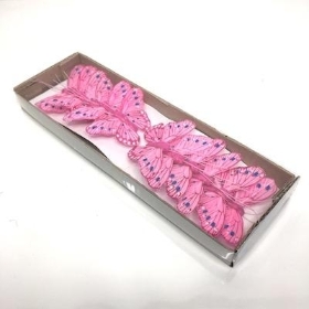Pink Feather Butterfly 7cm x 12 