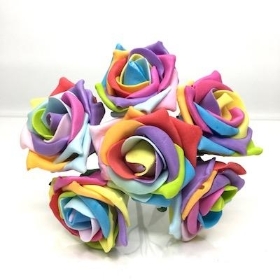 Rainbow Foam Rose 6cm x 6