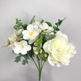 Ivory Open Peony Bush 25cm