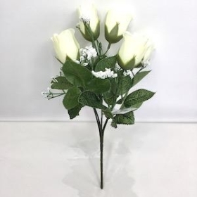 Ivory Rosebud Bush 31cm