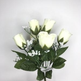 Ivory Rosebud Bush 31cm