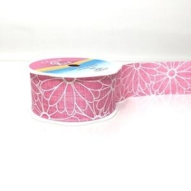 Pink Rio Floral Ribbon 38mm