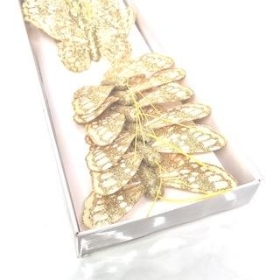 Gold Glitter Feather Butterfly 7cm x 12