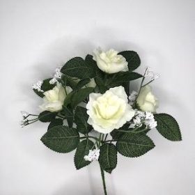 Ivory Open Rose Bush 27cm