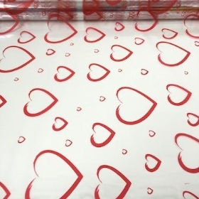 Large Red Hearts Cellophane 100m