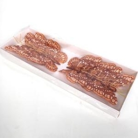 Orange Glitter Feather Butterfly 7cm x 12