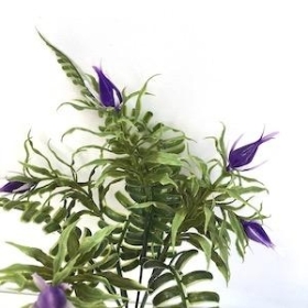 Purple Bud And Fern Bush 25cm