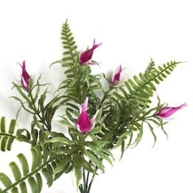Cerise Bud And Fern Bush 25cm
