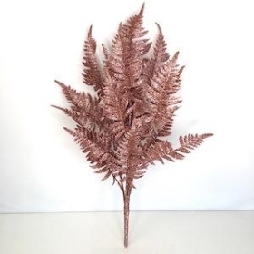 Rose Gold Glitter Fern Bush 54cm