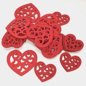 Red Wooden Assorted Hearts x 20