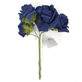 Navy Blue Foam Rose 6cm x 6 