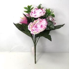 Lilac Peony and Lily Bush 33cm